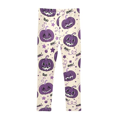 Purple Pumpkin Stars Boo Girls Leggings Soft Stretch Workout Yoga Dance Pants for Kids Casual Tights2