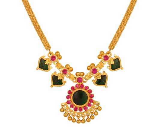 Zizer Kerala Traditional Palakka Necklace - Micro Gold Plating wi...
