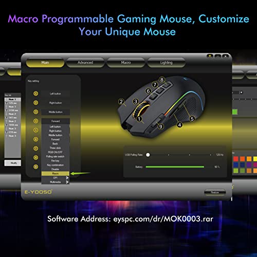 E-Yooso X-11 Wireless Rgb Gaming Mouse Rechargeable, 8000 Dpi Wired Gaming Mouse, Type C Wired Customize Rgb Backlit Mouse With Rapid Fire Key 9 Programmable Buttons Mouse With Macro Programming #TOP1