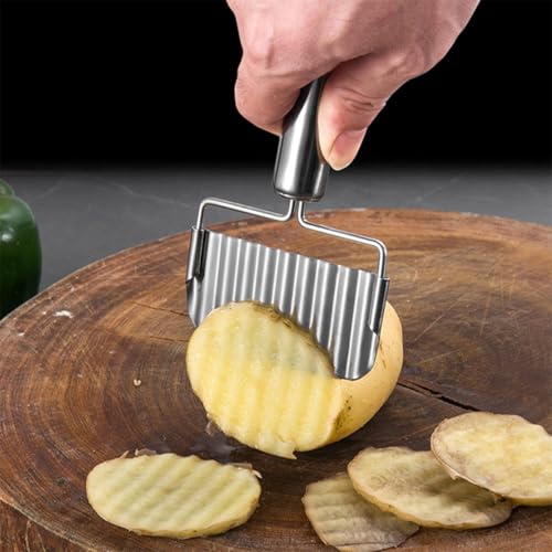 Cortadora de papas ondulada de metal inoxidable 2 piezas miniatura 6