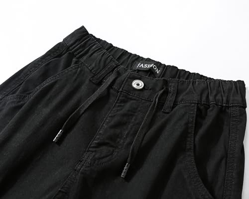 Boys Cargo Pants with Pockets Casual Trousers Elastic Waistband Elastic Leg Opening Sizes 6-14 Years Khaki3