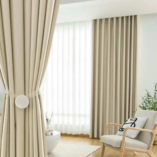 THS Thermal Full Shading Blackout Curtain (Cream, 2 Pieces)