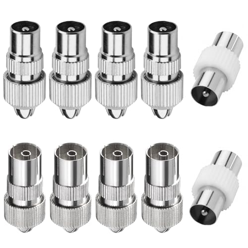 Innovess - 10 PCS TV Aerial Connectors, 4 Male & 4 Female Coaxial Cable Connectors, 2 Male to Male Coaxial RF Cable Plug, F Connector Adaptor, Waterproof Satellite Cable Connectors for RF Cable - -28%