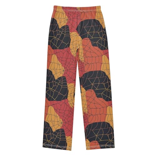 Boys' Pants Orange Black Spiderwebs Long Bottoms Jogger Pants Elastic Waist Trousers with Pockets S-XL