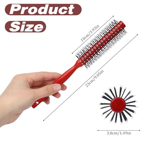 Small Round Hair Brush for Blow Drying Mini Curling Brush with Ball Tip Nylon Bristle and Wood Handle - Image 4