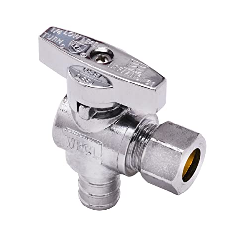 1/2" PEX x 3/8" Compression Quarter-Turn Angle Stop Valve by Waterline - Used condition - CA$5.88