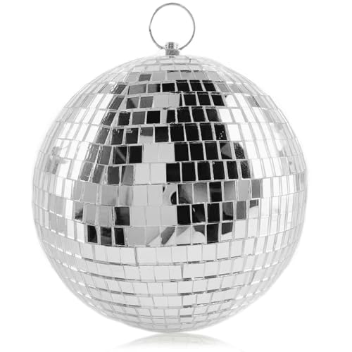 Rismise Disco Spiegel Ball 15cm Spiegelkugel Discokugel Mirrorball Glänzende Disco Ball für Weihnachtsbaum Hochzeit Karneval Geburtstagsfeier Silberne Dekoration Bühnenverein DJ Lichteffekt