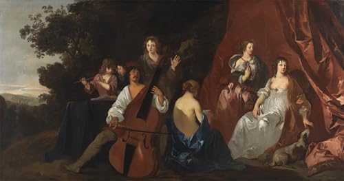 Pintura il Concerto di Peter Lely, cuadro clásico en lienzo 60x90cm