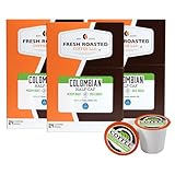 Colombian SWP Half Caf Coffee Cups, 72 ct. of Single Serve Capsules for Keurig K-Cup Brewers, Fresh Roasted Coffee LLC.