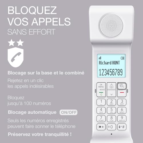 Téléphone fixe sans fil DECT Alcatel Epure Premium blanc grand écran - 7