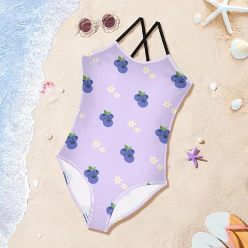 susiyo Girls One Piece Swimsuits Blueberry Bathing Suit Quick Dry Beach Swimwear for Toddler Girl 3-10T4