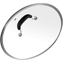 Tempered Glass Lid for Pans & Pots, 8-9/16 Inch 7-13/16 Inch Inner Diameter Frying Pan Cover, Cooking Cover with Steam Hole, Stainless Steel Rim & Heat Resistant Handle