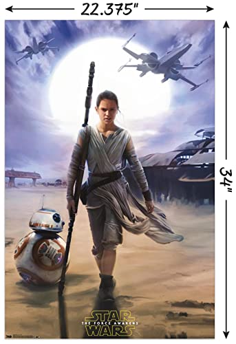 Poster Star Wars Le Réveil de la Force Rey idée cadeau avec support - 3