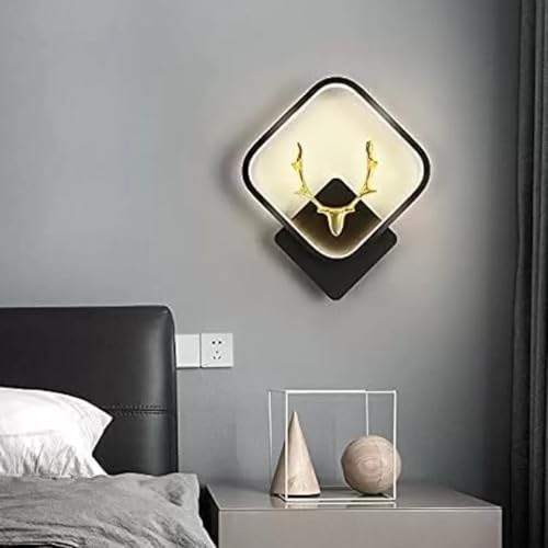 Image of WHITERAY Black Home Decor Inbuilt Led Fancy Wall Light, Night Lamp,Decorative Lamp,Living Room,Bedroom, Cafe (Plastic) (3-Lighting Mode) (Half Deer Sqaure)
