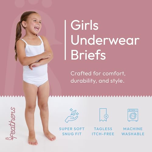 Feathers Solid White Snug Tagless Super Soft Cotton Underwear - Girls Underwear Briefs Panties 5-Pack (Multicolor)2