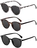 DHSHINE Polarized Small Round Classic Sunglasses for Women Vintage Style UV400 Protection(3 Pack)
