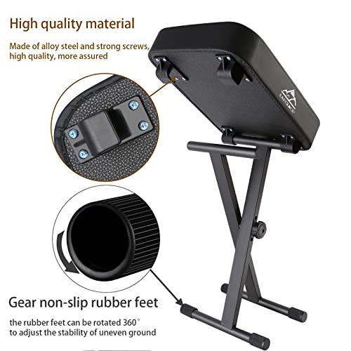Eastrock Piano Bench,Adjustable Piano Keyboard Bench, X-Style Stool Chair Seat For Electronic Keyboards & Digital Pianos,3 Inch Thick Padded Portable Foldable Stool(Additional Version) #TOP3