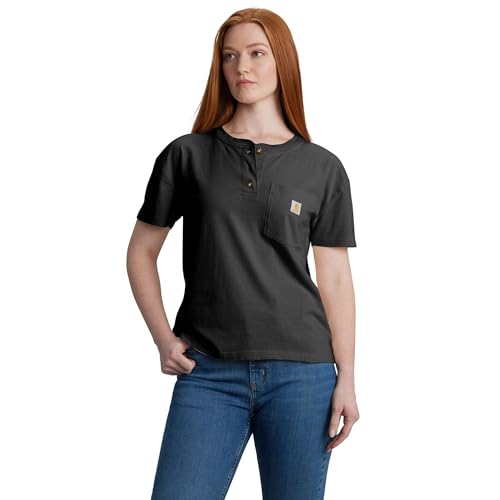 Carhartt Women's 106813 Women's Loose Fit Short-Sleeve Heavyweight Henley T-Shi