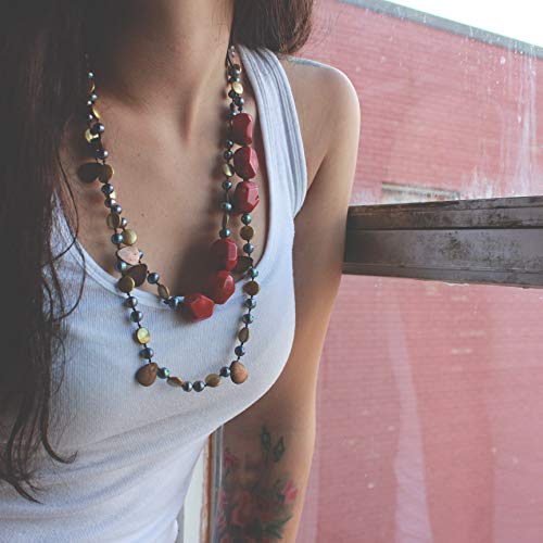 Looklove Womens Jewelry Genuine Red Turquoise Necklace 36" Long Necklace #TOP7