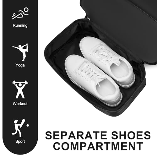 seyfocnia Gym Backpack for Men, Lightweight Sports Back pack With Shoe Compartment, Waterproof Gym Bag Workout Trainning Rucksack Casual Travel Daypack-Black2