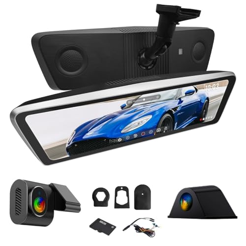 NikoMaku Real OEM Mirror Dash Cam with Detached Front Camera 10” Full Touch Screen Rear View...