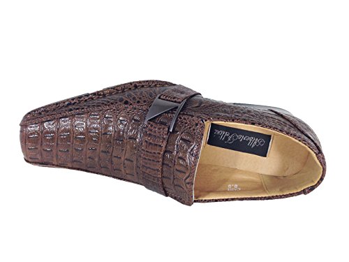 Men's Dress Loafers Elastic Slip on with Buckle Fashion Shoes Runs Half Size Big(Toni)4