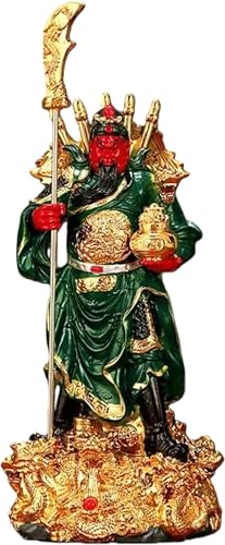 Gamire 関帝像 関羽像 関公像 武財神 関雲長 樹脂製 風水グッズ 神像 仏像 立像 置物 縁起物 商売繁盛 開運グッズ 青龍偃月刀 三国演義 三国志 財運 金運アップ 厄除け お守り 仏堂 オフィス リビング 室内装飾 新築祝い 開店祝い 贈り物