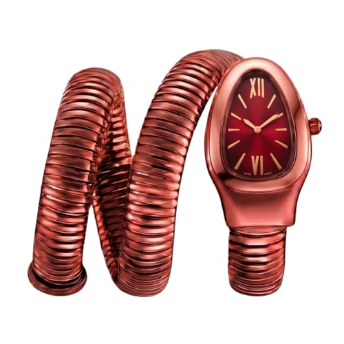 Image of Serpentine Snake Watch for Woman with Spiral Bracelet, Dial Watch for Woman with Quartz, Stylish Analog Waterproof Serpenti Watches Women