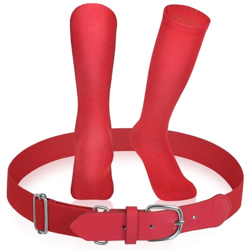 Youth Baseball Socks and Belt Set Softball Baseball Socks and Elastic Waist Belt for Youth Boys Girls