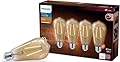 PHILIPS LED Vintage Spiral ST19 Dimmable LED Light Bulbs - E26 Bulb - Flicker-Free Light Bulb with EyeComfort Technology - Amber 2000K Lightbulb - 300 Lumen - 4 Pack