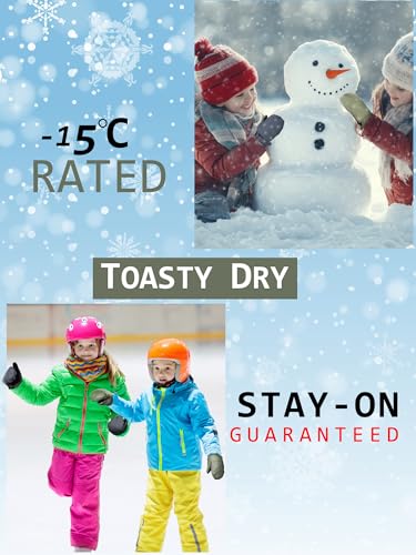 Image of SATINIOR Kids Snow Mittens Waterproof Winter Ski Gloves Warm Thicken Snow Gloves for Girls Boys