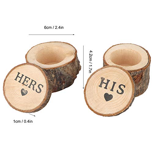 Scatola per Anelli in Legno, 2 Pezzi Scatola per