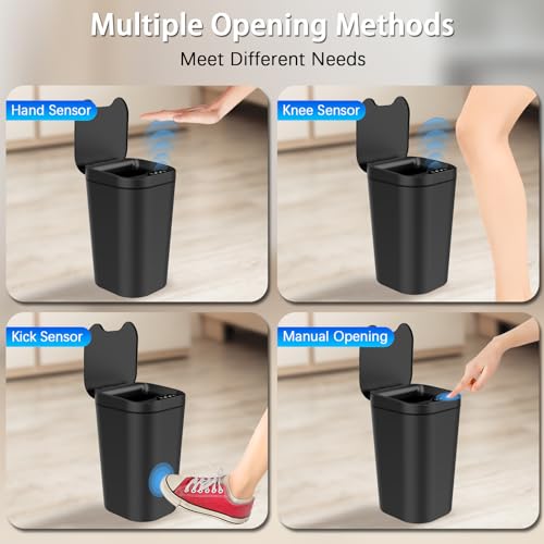 2-Pack-Automatic-Small-Bathroom-Trash-Can-with-Lid-3-Gallon-Touchless-Electric-Garbage-Can-Motion-Sensor-Smart-Trash-Bin-Slim-Dog-Proof-Trashcan-Waterproof-Wastebasket-for-Bedroom-Office-Black
