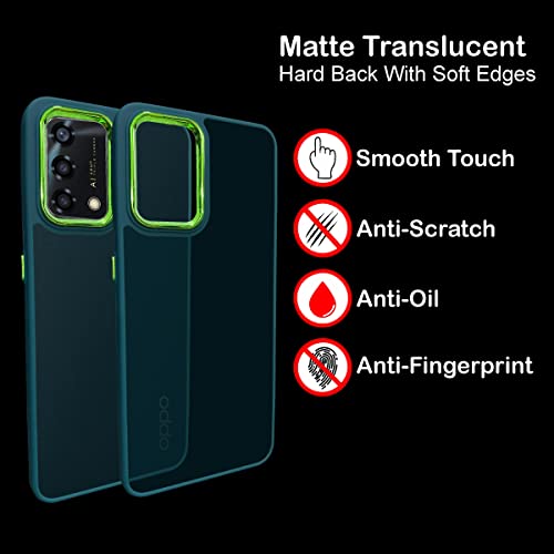 Image of A rtistque Frosted Translucent Back Cover Case for Oppo F19 / F19s | Electroplated Chrome Ring | Raised Camera Edges for Protection | Smooth Sides TPU - Green