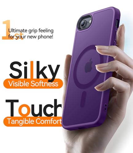 Image of CANSHN Magnetic Case for iPhone SE 2022 /iPhone SE 2020 /iPhone 8, Built in Magnets Compatible with MagSafe, Translucent Matte Back Phone Cover for iPhone 8 /SE 2 /SE 3(4.7 inch) Frosted Deep Purple