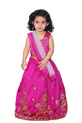 Image of Girl's Tafetta Silk Readymade Lehenga Choli