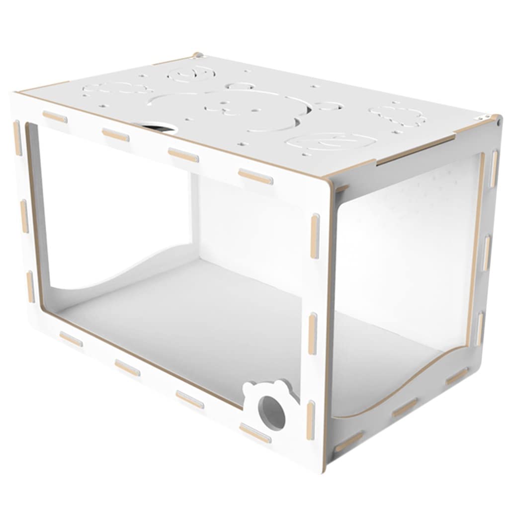 Jaula de Madera Grande para hámster, casa de hámster Transparente con diseño de Oso, Jaula para ratón Transpirable, casa de hábitat para Animales pequeños (29,5)