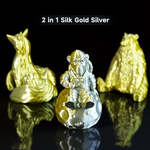 Image of Gratkit Silk Dual Color PLA Filament, Coextrusion PLA Filament 1.75mm, + /-0.03mm, 1KG /Roll, Silk PLA Gold & Silver