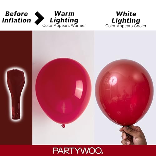 Image of PartyWoo Burgundy Balloons 130pcs Different Sizes of 18 12 10 5 Inch Dark Red Maroon Ruby Red Balloon Arch Kit Garland for Graduation Valentine's Day Wedding Anniversary Party Decorations Red-Y75