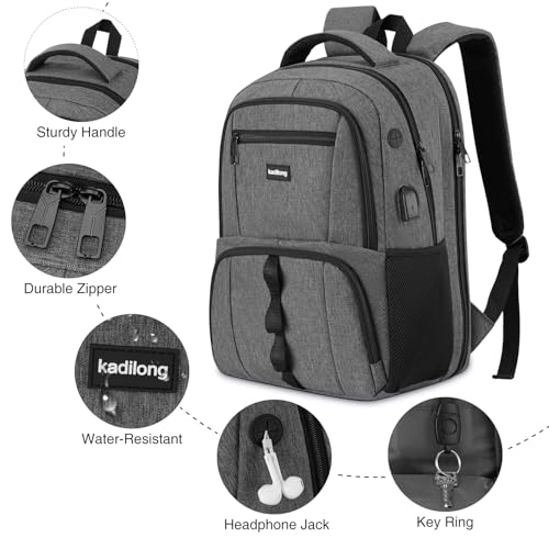 Image of 17.3 Inch Travel Laptop Backpacks Men for Business, School Bookbag for Boys Student in High School College,Anti Theft Computer Bag with Laptop Compartment and USB Charging Port,Water Resistant