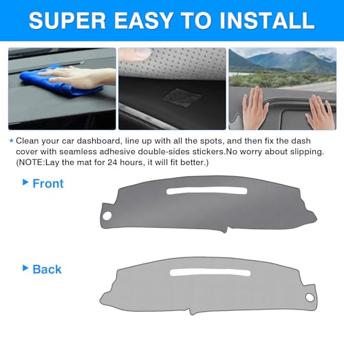 Image of Autorder Gray Dashboard Cover Mat for 1997-2000 Chevy Chevrolet Silverado /GMC Sierra C1500 /2500 /3500 K1500 /2500 /3500, 1997-1999 GMC Yukon /Chevy Tahoe Accessories Dash Cover Polyester Dash Mat
