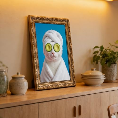 Affiche chat cadeau rétro idéal avec son cadre doré - 6