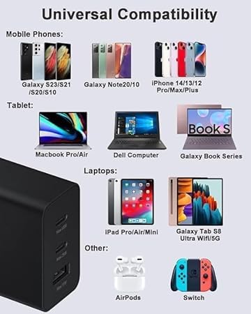 Image of Original 65W 3 Port Multi Port with SuperFast Charging Technology Adapter Compatible for Sam Sung S23 Ultra,S23 Plus,S23,S22 Ultra,S22 Plus,S22,S20FE,A72,A52,A32,F23,F62,M51 (TOY21)