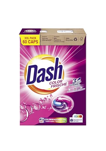 Dash Detergente Caps XXL Color Fresh 3 en 1, cápsula I 60 lavados I para ropa colorida I fórmula 3 en 1 para frescura, pureza y limpieza | 1,49 kg
