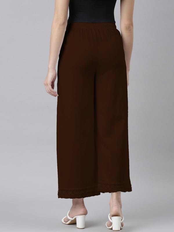 Image of GO COLORS Soft Linen Wide Pant Full Length for Women| Breathable, Mid Rise