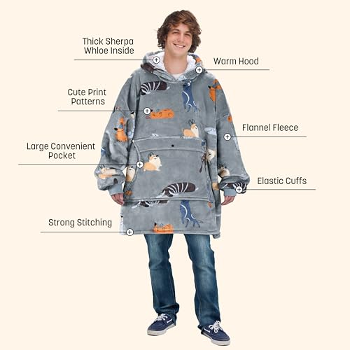 Image of Catalonia Oversized Hoodie Blanket Sweatshirt, Comfortable Sherpa Giant Pullover with Large Front Pocket for Adults Men Women Teenagers Wife Girlfriend