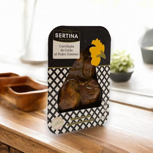 Sertina Carrilleras de Cerdo al Pedro Ximénez Pack de 6 x 350g - Plato gourmet listo para comer, 71% carrilleras de cerdo, sin conservantes, ingredientes naturales, sabor casero