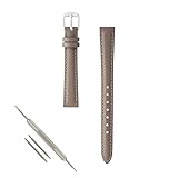 【Amazon.co.jp限定】 BAMBI 牛革 腕時計 ベルト 8㎜ 10㎜ 12㎜ 14㎜ 16㎜ 18㎜ 20㎜ レザー バンド 時計 交換ベルト グレー 美錠 シルバー BCE050GF-S