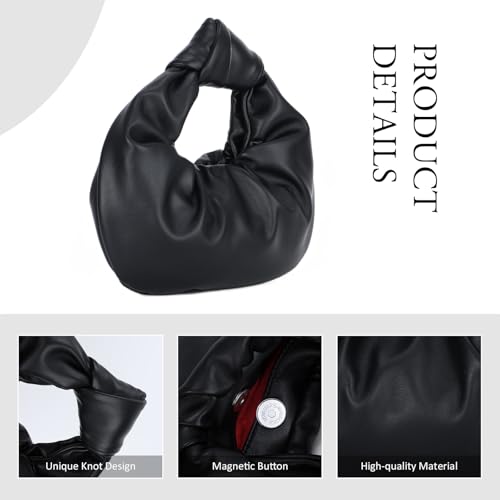 Image of Fecialy Women's Ruched Clutch Purse PU Leather Hobo Handbag Knot Formal Evening Bag Pleated Bag