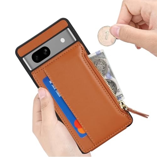 Image of Cavor for Google Pixel 7a Case Wallet with Card Holder, Brown